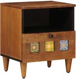 vidaXL Nachtkastje met lade bruin 40 x 33 x 46 cm massief mango hout