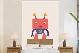 Nr1Wallpaper Behang kinderkamer - Fotobehang Robot - Tandwiel - Gezicht - Antenne - Breedte 145 cm x hoogte 220 cm - Kinderbehang