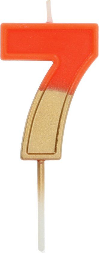 Folat Kaars Retro Cijfer 7 Oranje - 5 cm