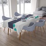 Bonamaison Tafelkleed, Anti-Mold, Sneldrogend, Waterdicht, 100% Polyester Tafellaken, Turkoois, wit, 140 x 200 Cm