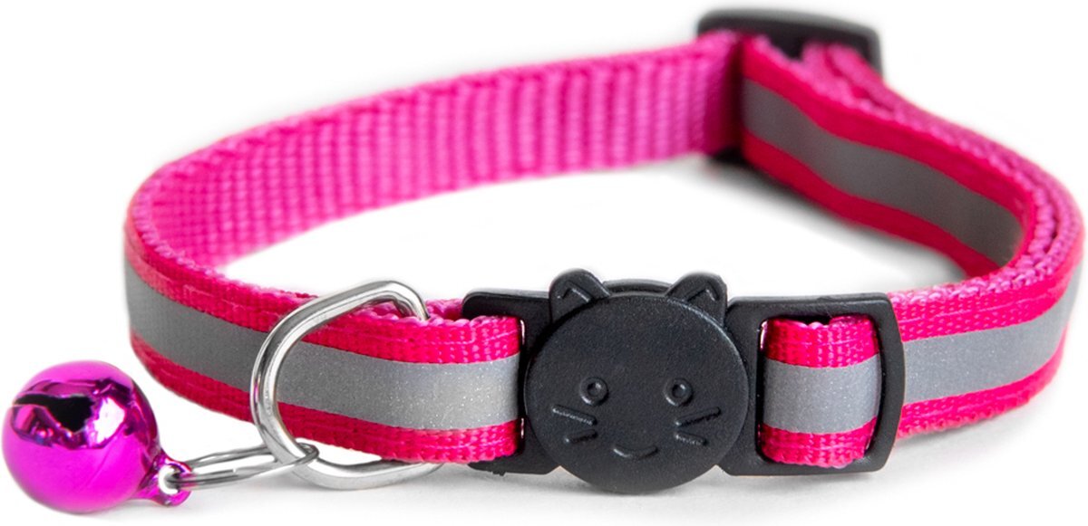 ACE Pets Reflecterende Kattenhalsband met Veiligheidssluiting – Halsband Kat & Kitten - Met adreskoker - Kittenhalsband & Kattenbandje met Belletje - Roze