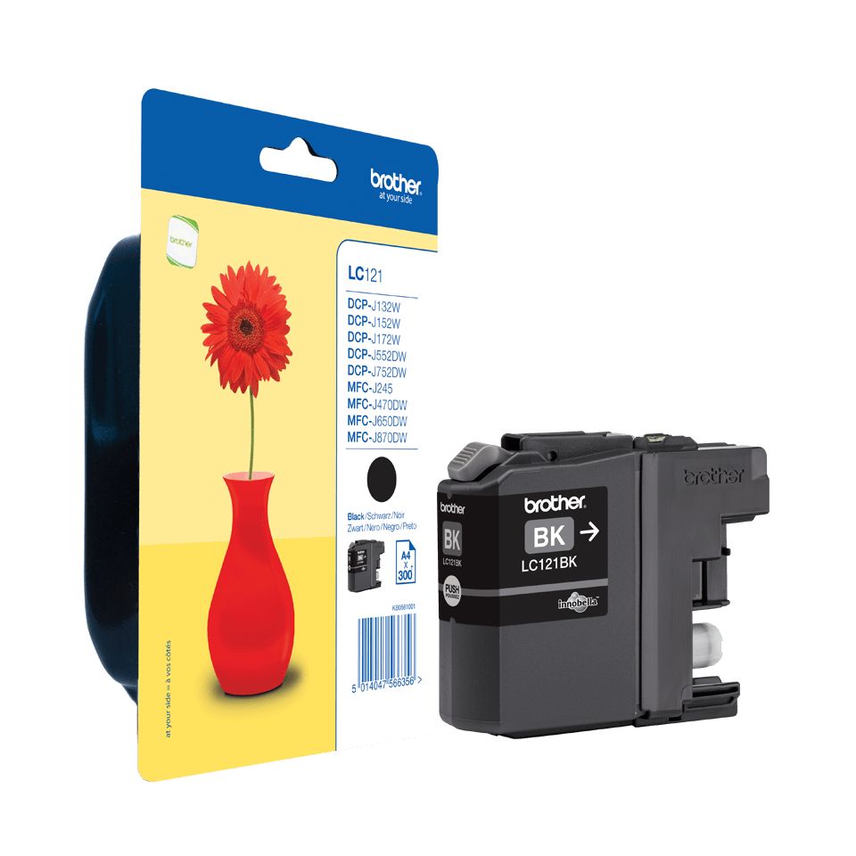 Brother LC-121BK Zwart Inktcartridge - Origineel - 300 Pagina's