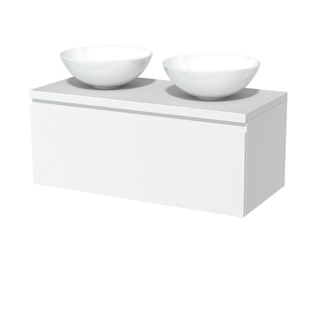 Maxaro Badkamermeubel Modulo Plato Mat Wit 100cm 1 Lade Greeploos