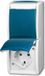 Busch-Jaeger SCHUKO® dubbele contactdoos met beschrijvingsveld met klapdeksel 16 A grijs/blauwgroen - ocean® (20-02 EWN-53)