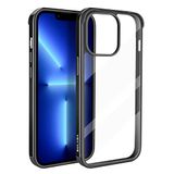 ASOBEAGE Metalen frame hoes voor iPhone 13 Pro, stootvast, slank, krasbestendig, vergelingsvrij, transparant (zwart)