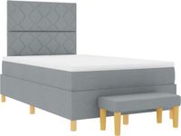 vidaXL Boxspring bed met kussen Lichtgrijs 190 x 120 cm Stof