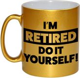 Bellatio Decorations Bol Pensioen kado mok / beker goudkleurig - Im retired do it yourself - 330 ml - VUT