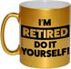 Bellatio Decorations Bol Pensioen kado mok / beker goudkleurig - Im retired do it yourself - 330 ml - VUT
