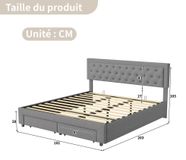 Boxspring Gris 180x200cm Velours