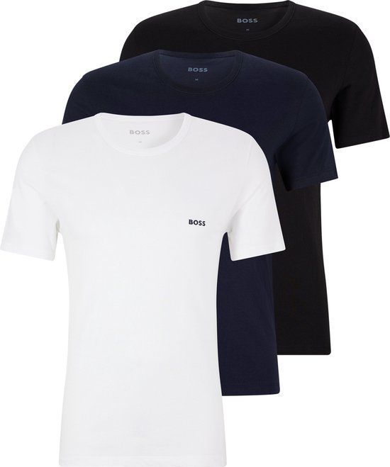 HUGO BOSS Classic T-shirts 3-pack - Men - Regular Fit - White/Navy/Black - Size XXL