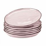 LOBERON Bord set van 6 Biarré roze