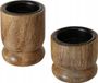 Boltze Houten Kandelaars Numli - Set van 2, Mangohout, Oranje