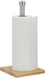 Merkloos Relaxdays Keukenrolhouder Staand Bamboe Metaal 35 x 16 x 16 cm Modern Natuur/Grijs