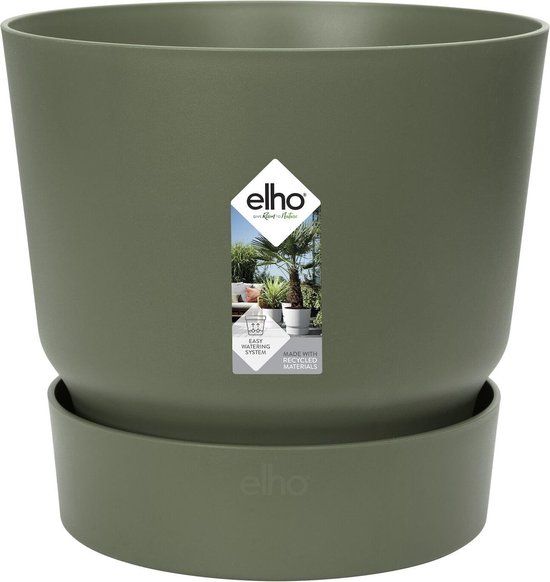 Elho Greenville Rond 14 - Bloempot voor Buiten - Ø 14 cm - Blad groen