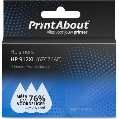 PrintAbout Huismerk HP 912XL (6ZC74AE) Inktcartridge 4-kleuren Voordeelbundel