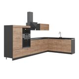 Vicco Cuisine en angle "Fame-Line", Chêne doré/Anthracite, 347 x 207 cm