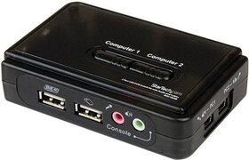 StarTech.com 2-poort USB KVM-switch Zwart met Audio en Bekabeling