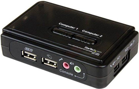 StarTech.com 2-poort USB KVM-switch - Zwart - Met Audio en Bekabeling