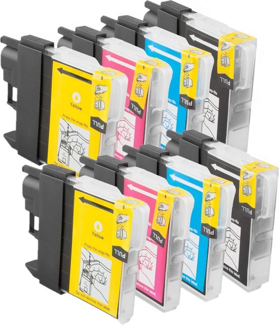 InktDL Compatible inkt cartridges voor LC980 / LC-980XL| Multipack van 8 inktcartridges voor Brother DCP-145C, 165C, 195C, 365CN, 375CW, MFC-250C, 255CW, 290C, 295CN, J615W