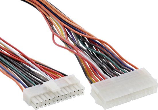 InLine ATX 20+4-pins (m) - ATX 24-pins (v) voedingskabel - 0,45 meter - wit