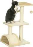Chat - Arbre à griffer - 4 niveaux - Poteaux en sisal, planche griffoir, balle suspendue - Panneau de particules et polyester - 40x35x72 cm - Crème