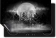 Chefcare Inductie Beschermer Maan tussen de Bomen in de Nacht - Zwart Wit - 90x55 cm