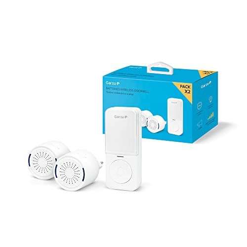 Garza - Draadloze deurbel - 1 drukknop + 2 ontvangers - Wit