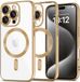 Techsuit Hoesje geschikt voor Apple iPhone 16 Pro Max - Luxury Crystal Back Cover - Geschikt voor MagSafe - Transparant/Goud