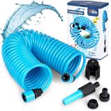 Vilde | Tuyau d'arrosage extensible 10m - Kit avec pistolet incendie et support mural - Flexible de jardin - Bleu