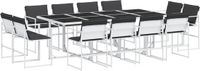 vidaXL Ensemble de jardin 13 pièces avec coussins, Textilène, blanc