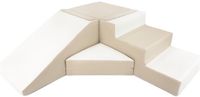 Velinda Soft Play Foam Blokken - Glijbaan met trap - Beige/Wit