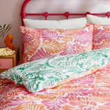 Appletree - Dekbedovertrek Roze Tropische Bladeren - Tweepersoonsbed (200 x 200 cm) - 100% Katoen - Omkeerbaar 2 Kleuren - 2 Kussenslopen - Beddengoed Jungle Groen - Palmbladeren