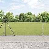 vidaXL Gelast draadhek met betonnen voetstuk 25 x 0,8 m grijs mesh
