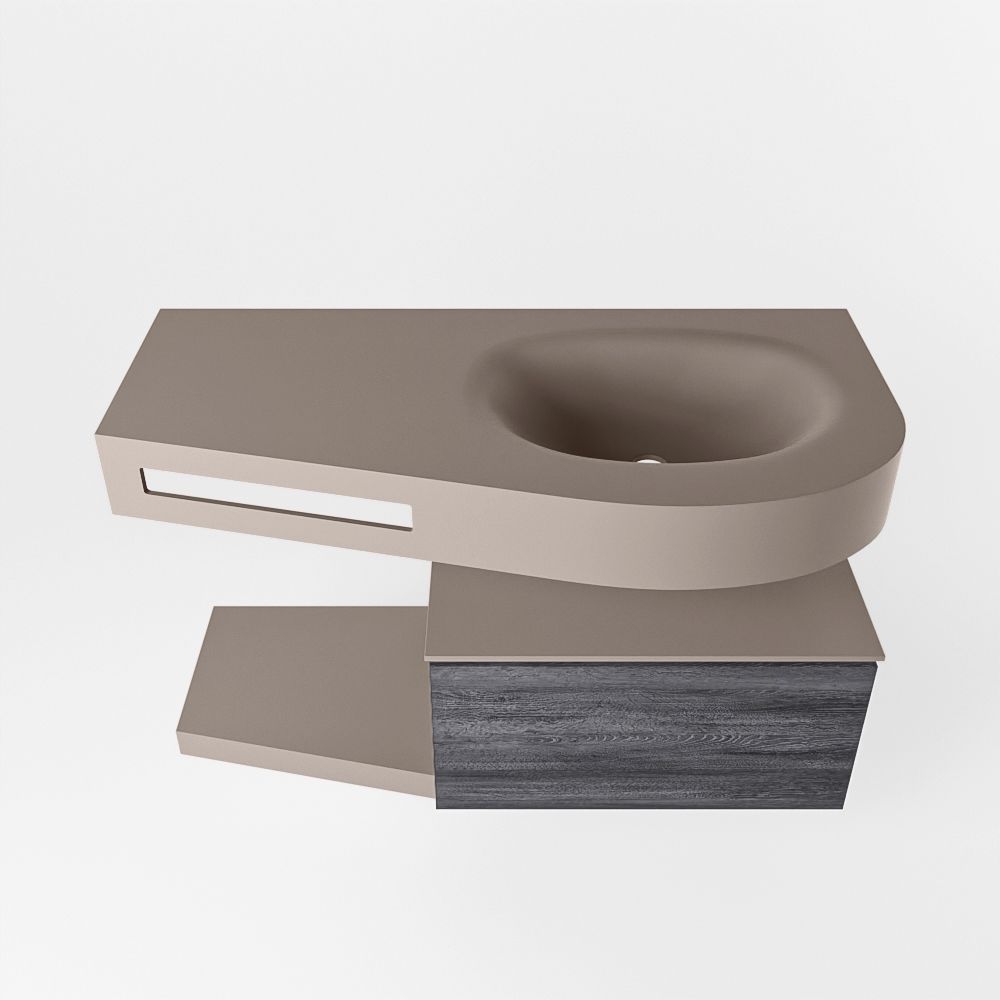 Mondiaz Riva Dulcet badkamermeubel rechts 100cm Smoke/Antracite