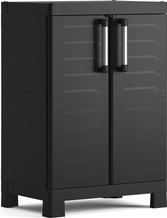 Keter Detroit Opbergkast laag - Zwart - 45x65x97cm - 2 planken