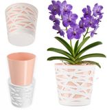 Bloempot rond kunststof voor binnen en buiten - 17 cm, perzikkleurig