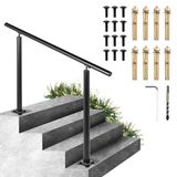 Happybuy Leuning, buitentrap, 1,2 m, zwart aluminium trapleuning voor tuin