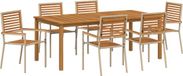 vidaXL Tuin Eettafel Set 7-delig Beige Massief Acacia Hout