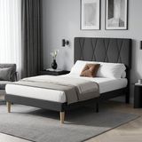 Bealife BF55 Bedframe - 120 x 200 cm - Verstelbaar Hoofdbord en Lattenbodem - Donkergrijs