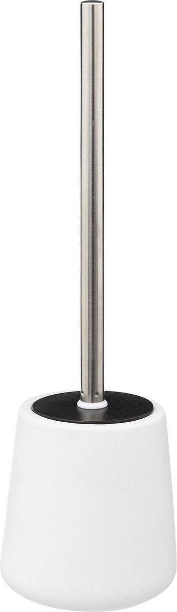 5five WC- / toiletborstel met houder - zandsteen - wit - rond - 39 cm