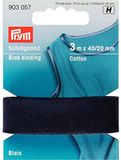 Prym 903057 biasband katoen, 40/20 mm, 3 m, marine, 100% CO, vouwen