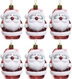 Bellatio Decorations Kaemingk B.V. Kersthangers Kerstman 6x figuurtjes 8 cm - kunststof - glitters - kerstboomhangers