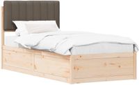 vidaXL Bedframe met gestoffeerd hoofdeinde, taupe, 90 x 190 cm