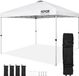 VEVOR Paviljoen 304,8x304,8x320cm Tuintent 250D PU Zilver Gecoate Stof Opvouwbaar Paviljoen Incl. Opbergtas Partytent 6-8 Personen Pop-Up Tent Wit Tuinpaviljoen Voor Kampeertrip