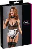 Cottelli Collection – Sexy Huishoudster Body Licht Transparant met Open Kruis – Maat M – Zwart