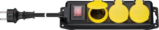 Goobay 5-voudige stekkerdoos 3m spatwaterdicht - Zwart