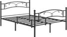 VASAGLE lit double, cadre de lit, lit en métal avec rangement, adapté pour un matelas de 140 x 190 cm, lit d'appoint, montage facile, noir