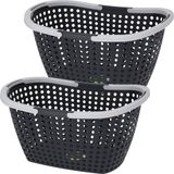 Excellent Houseware Kunststof wasmanden - 3x stuks - 15L - Zwart
