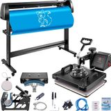 Latios Presse à transfert et traceur de découpe en vinyle - Presse à chaud 5 en 1 38 x 30 cm + traceur de découpe 135 cm - De bureau