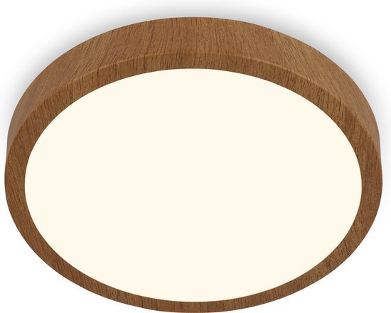 Briloner -plafondlamp LED, plafondlamp hout, warm wit licht, opbouwlamp, opbouwlamp, houtlook, Ø380x50 mm